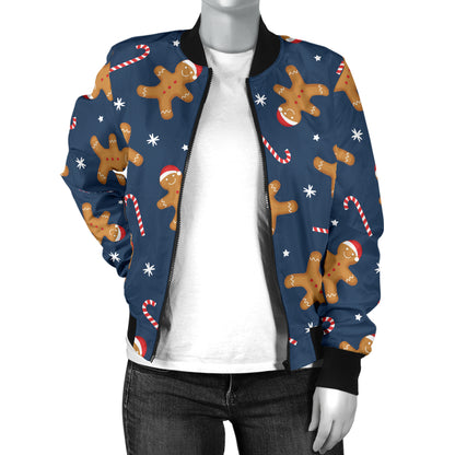 Gingerbread Pattern Print Design 01 Women's Bomber Jacket