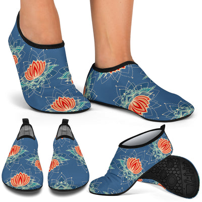 lotus Boho Pattern Print Design LO07 Aqua Water Shoes