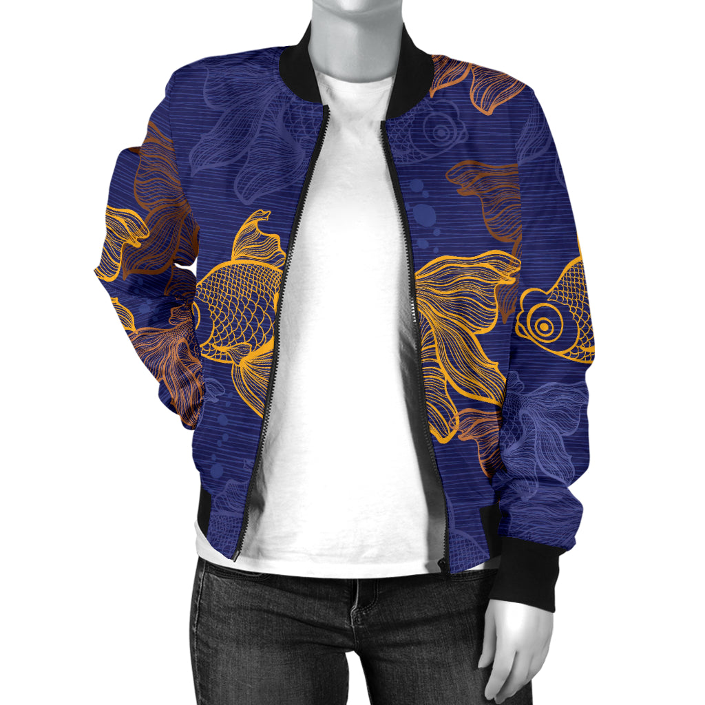Goldfish Pattern Print Design 01 Women's Bomber Jacket