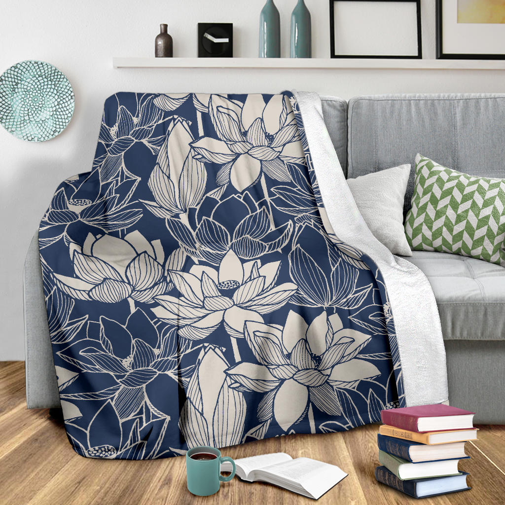 Water Lily Pattern Print Design WL04 Fleece Blanket