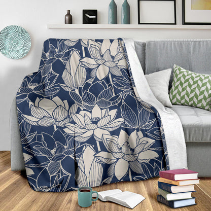 Water Lily Pattern Print Design WL04 Fleece Blanket