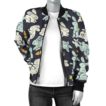 Bunny Pattern Print Design 04 Women's Bomber Jacket