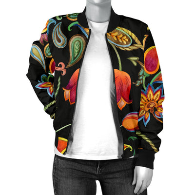 Tulip Boho Pattern Print Design TP09 Women Bomber Jacket