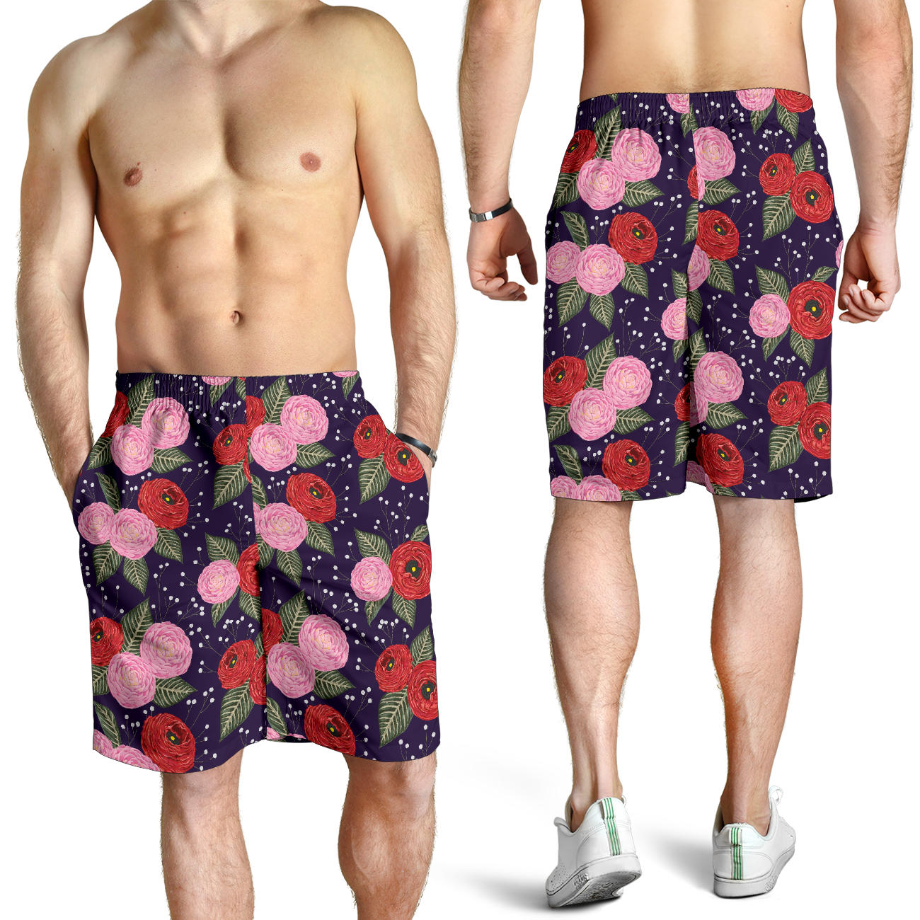 Camellia Pattern Print Design CM02 Mens Shorts