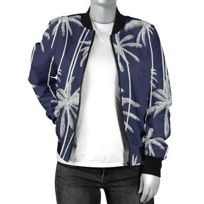 Palm Tree Pattern Print Design PT06 Women Bomber Jacket