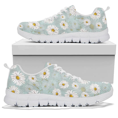 Daisy Pattern Print Design DS012 Sneakers White Bottom Shoes