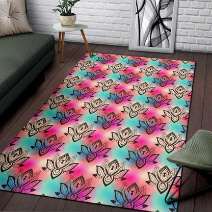 Lotus Boho Pattern Print Design LO02 Area Rugs