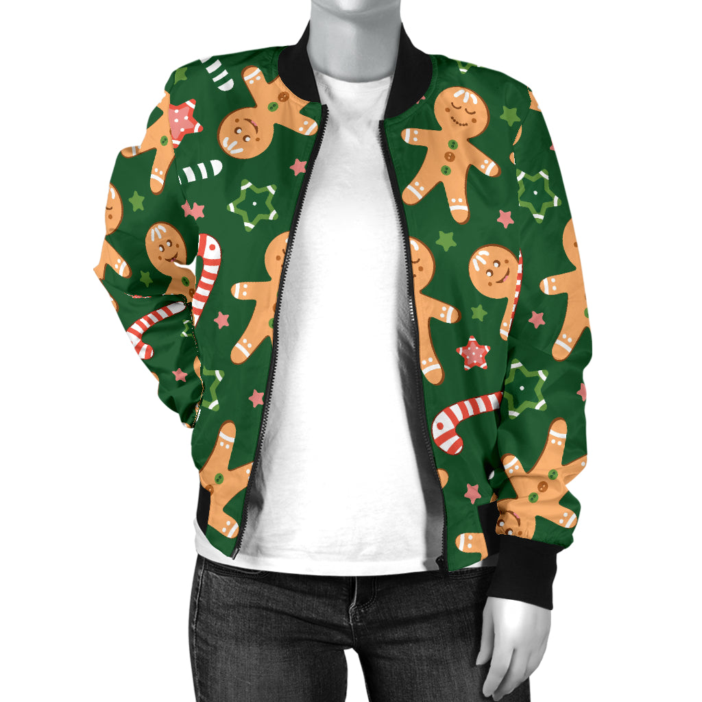 Gingerbread Pattern Print Design 04 Women's Bomber Jacket