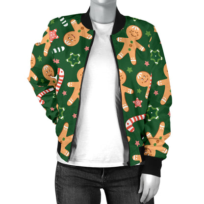 Gingerbread Pattern Print Design 04 Women's Bomber Jacket