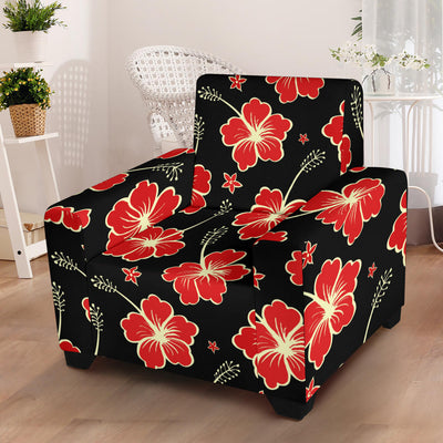 Red Hibiscus Pattern Print Design HB021 Armchair Slipcover