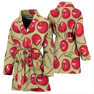 Cherry Pattern Print Design CH05 Women Bathrobe