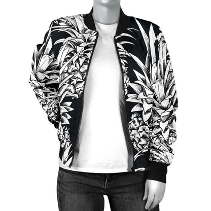 Pineapple Pattern Print Design PP08 Women Bomber Jacket