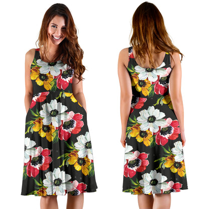 Anemone Pattern Print Design AM07 Midi Dress