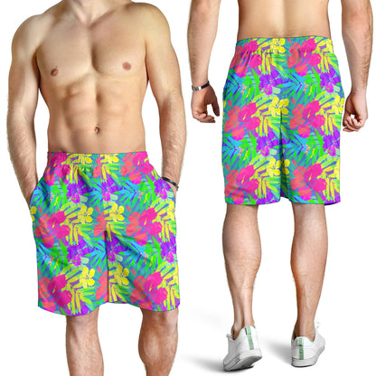 Neon Tropical Pattern Print Design A03 Mens Shorts