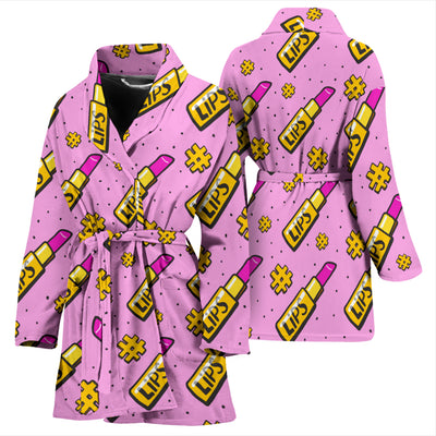 Lipstick Pattern Print Design LT03 Women Bathrobe