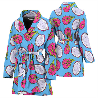 Dragonfruit Pattern Print Design DF04 Women Bathrobe