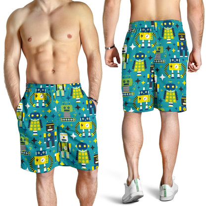 Robot Pattern Print Design A02 Mens Shorts
