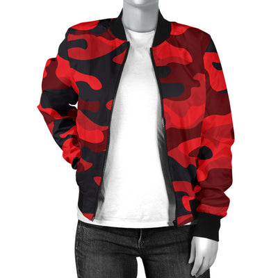 Camo Red Pattern Print Design 03 Women's Bomber Jacket