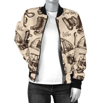 Camping Pattern Print Design 01 Women's Bomber Jacket