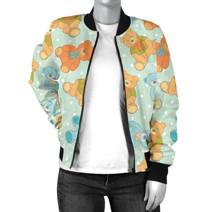 Bear Pattern Print Design 02 Women's Bomber Jacket