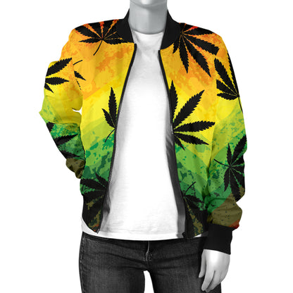 Rasta Pattern Print Design A02 Women's Bomber Jacket