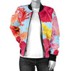 Hibiscus Pattern Print Design HB020 Women Bomber Jacket