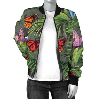 Monarch Butterfly Pattern Print Design 04 Women's Bomber Jacket