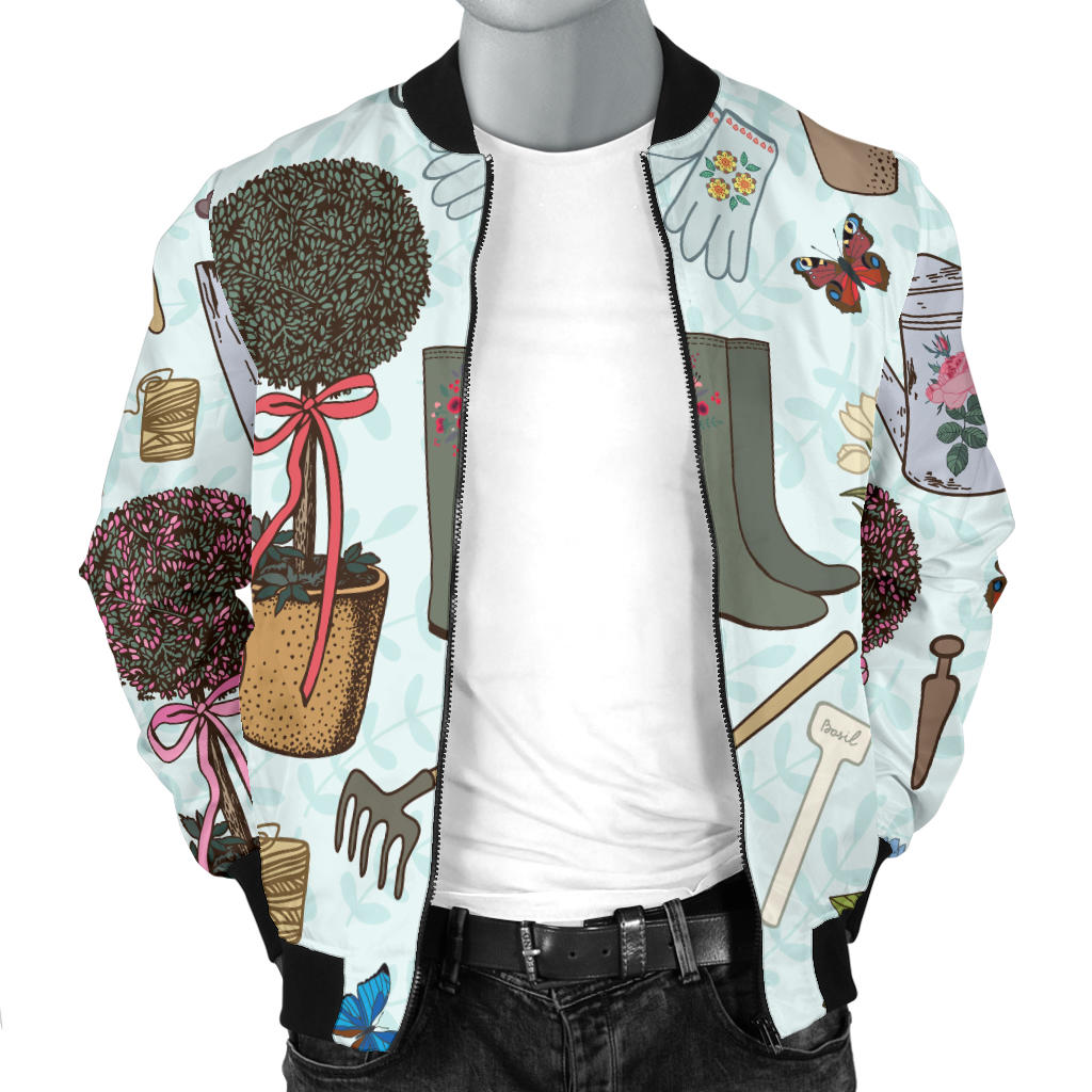 Gardening Pattern Print Design G01 Men Bomber Jacket