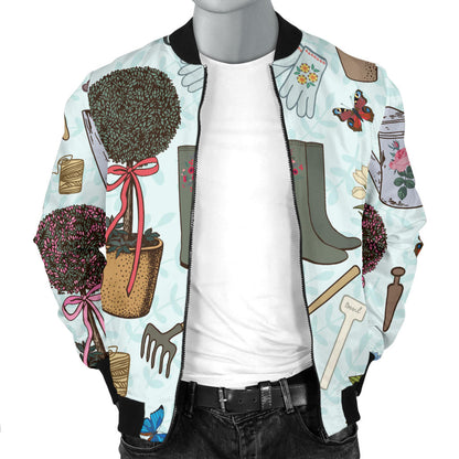 Gardening Pattern Print Design G01 Men Bomber Jacket