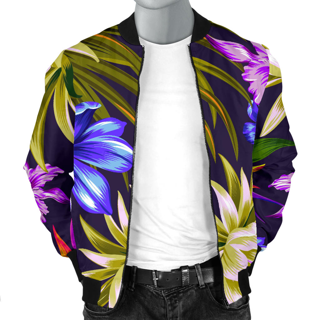 Water Lily Pattern Print Design WL08 Men Bomber Jacket