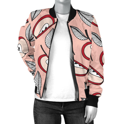 Apple Pattern Print Design AP04 Women Bomber Jacket