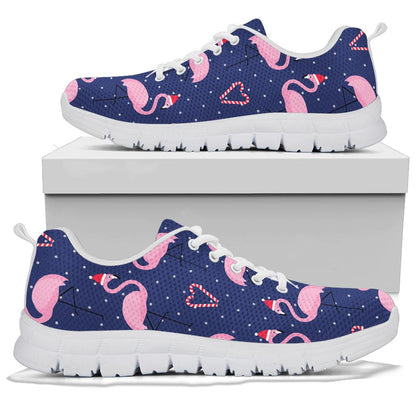 Flamingo Christmas Sneakers White Bottom Shoes