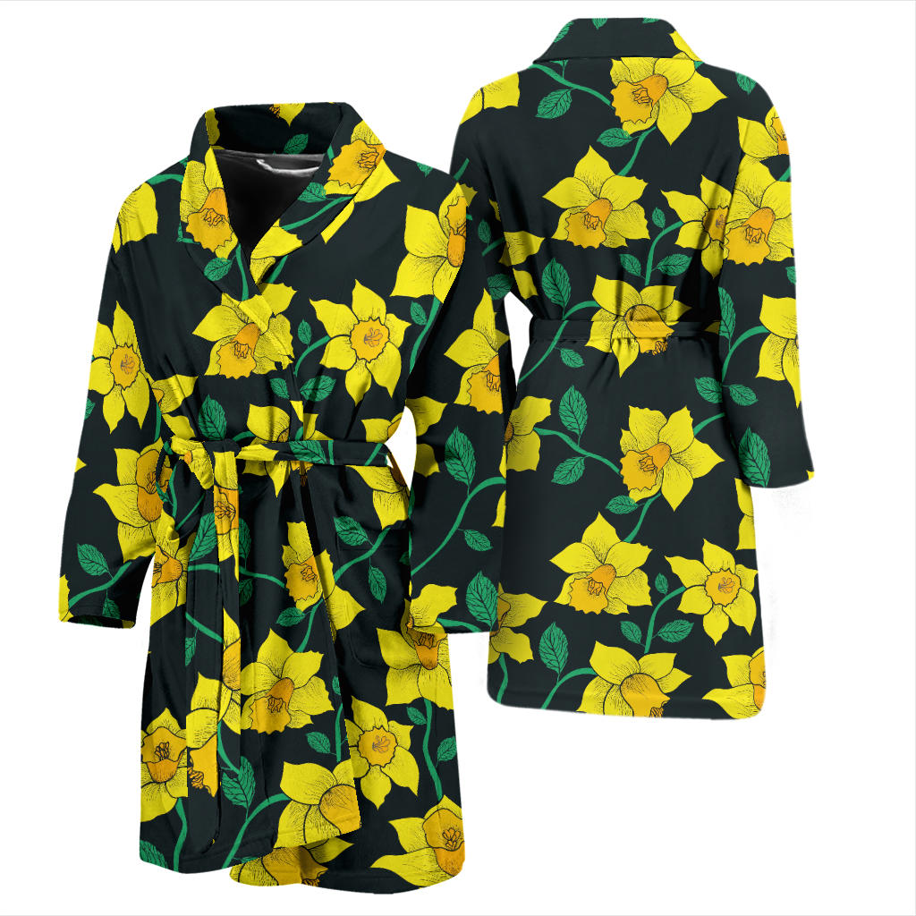 Daffodils Pattern Print Design DF03 Men Bathrobe