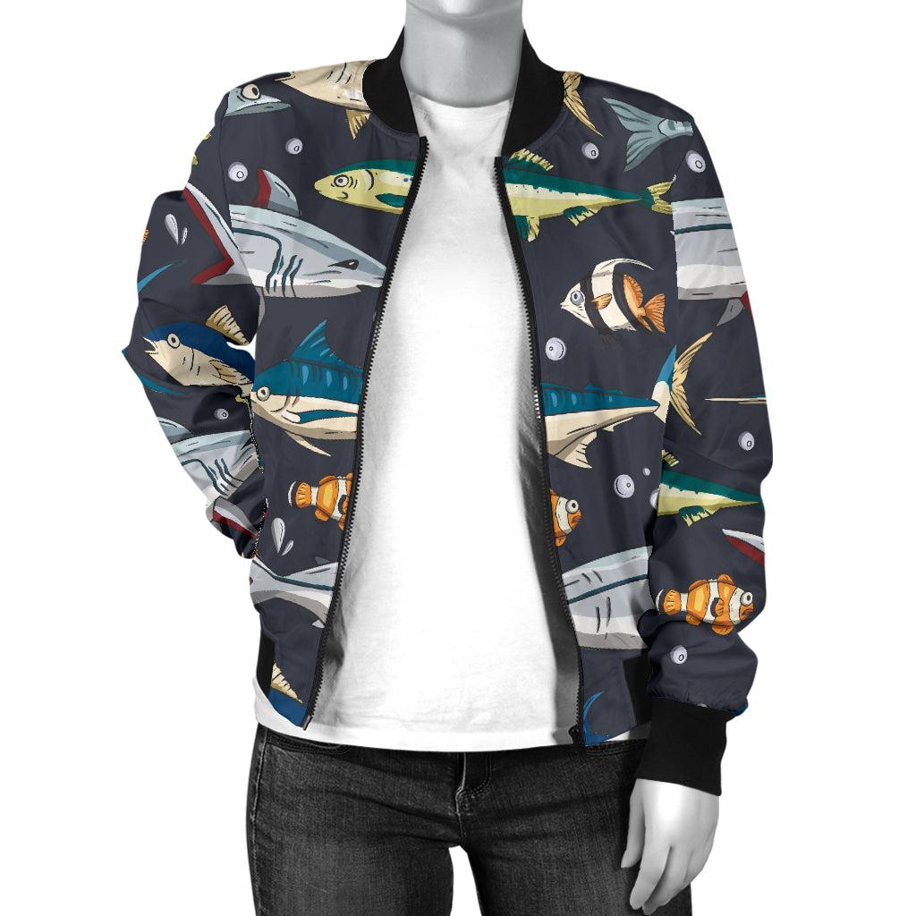 Swordfish Pattern Print Design 04 Women's Bomber Jacket