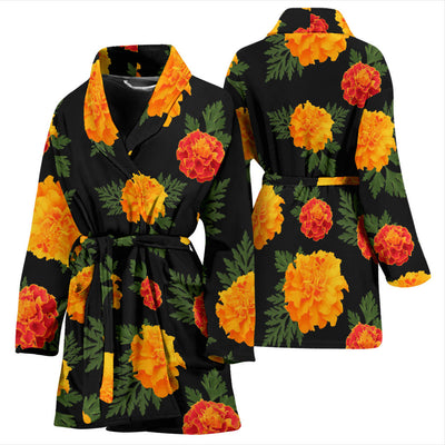 Marigold Pattern Print Design MR05 Women Bathrobe