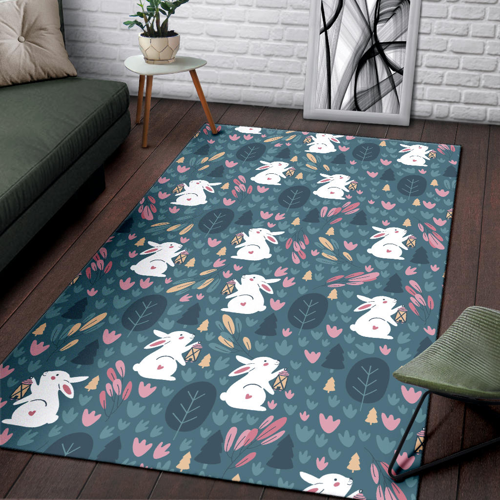Rabbit Pattern Print Design RB013 Area Rugs