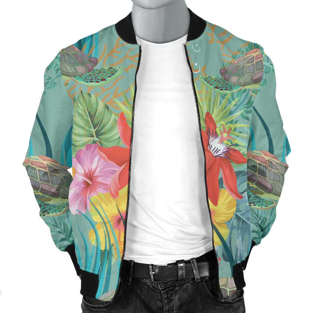 Sea Turtle Pattern Print Design T012 Men Bomber Jacket