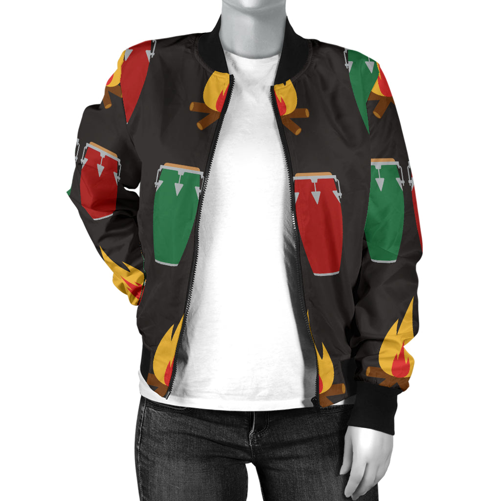 Conga Pattern Print Design 01 Women's Bomber Jacket