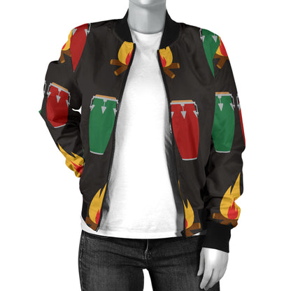 Conga Pattern Print Design 01 Women's Bomber Jacket