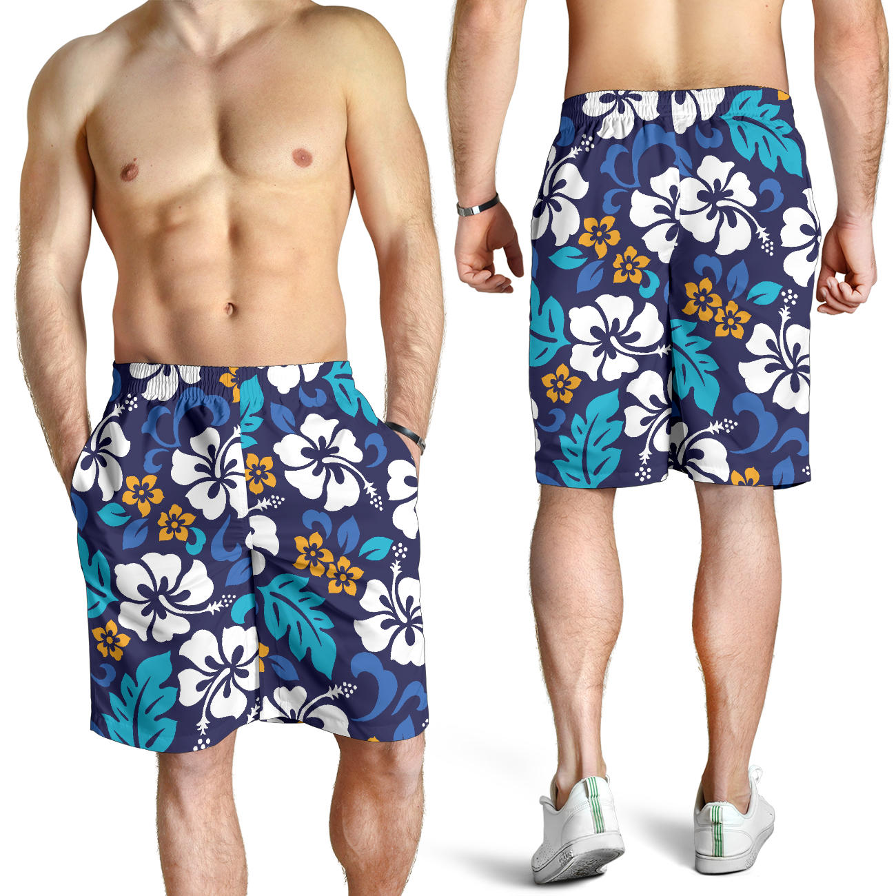 Hibiscus Pattern Print Design HB030 Mens Shorts