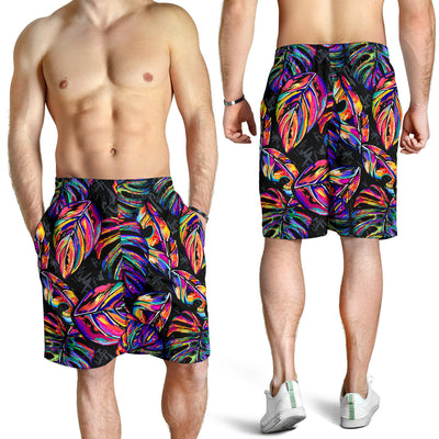 Neon Color Tropical Palm Leaves Mens Shorts