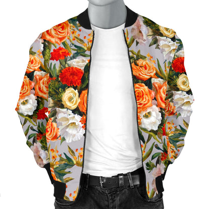 Lisianthus Pattern Print Design LT04 Men Bomber Jacket