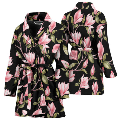 Magnolia Pattern Print Design MAG03 Women Bathrobe