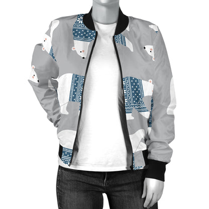 Polar Bear Pattern Print Design A03 Women's Bomber Jacket