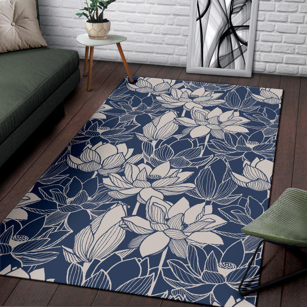 Water Lily Pattern Print Design WL04 Area Rugs