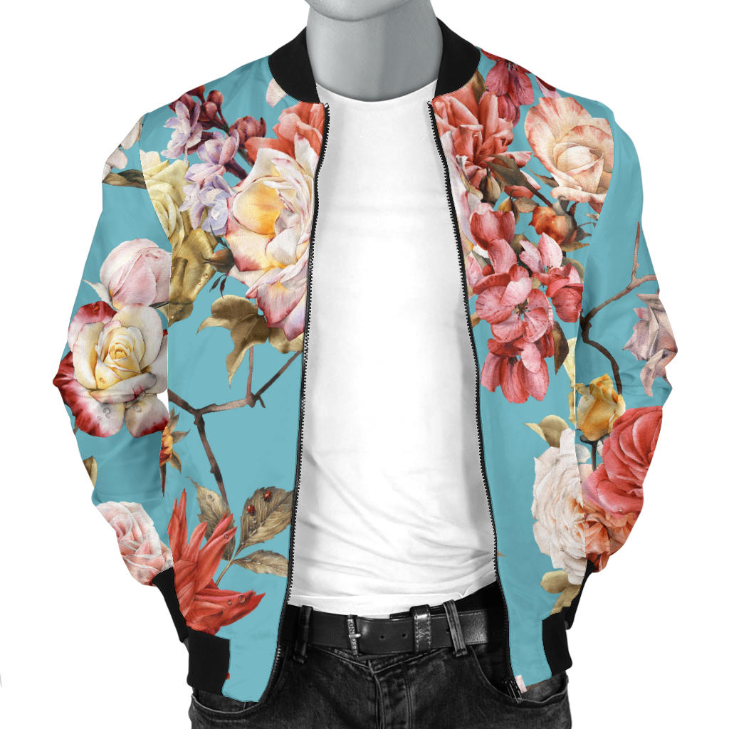 Summer Floral Pattern Print Design SF05 Men Bomber Jacket