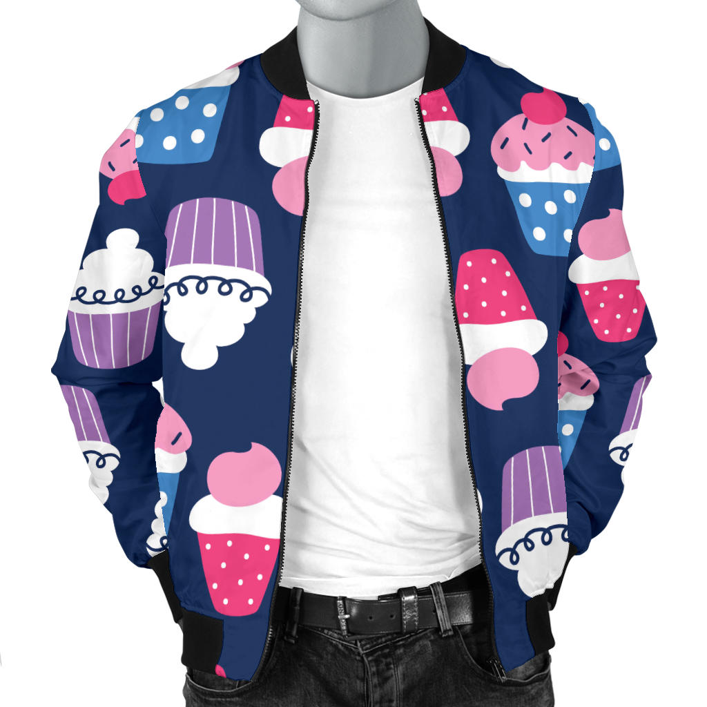Cupcake Pattern Print Design CP04 Men Bomber Jacket