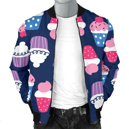 Cupcake Pattern Print Design CP04 Men Bomber Jacket