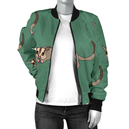Sugar Glider Pattern Print Design 01 Women's Bomber Jacket