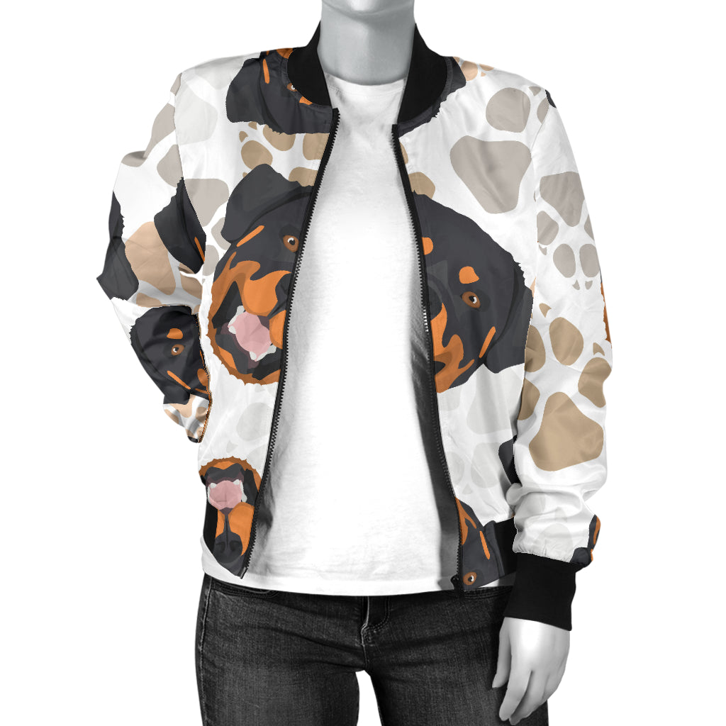 Rottweiler Pattern Print Design A03 Women's Bomber Jacket